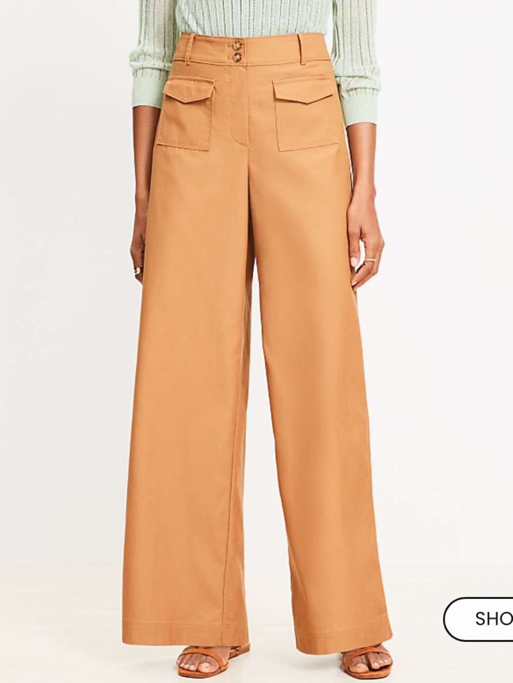 Loft Patch Pocket Wide Leg Trousers 10 petite
